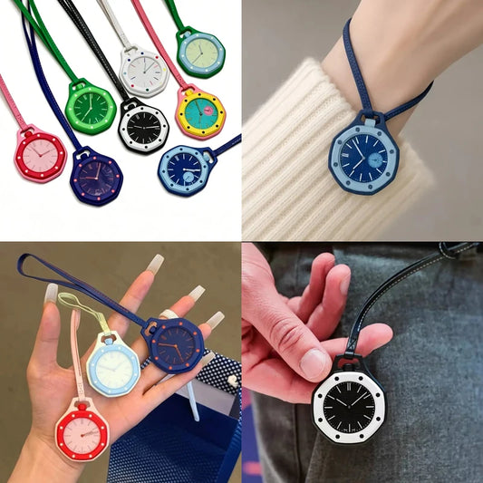 2026 New Hot Pocket Watch Octagonal Pop Style Neck Quartz Movement Candy Color Quartz Watch Color Niche Personality Removable %^