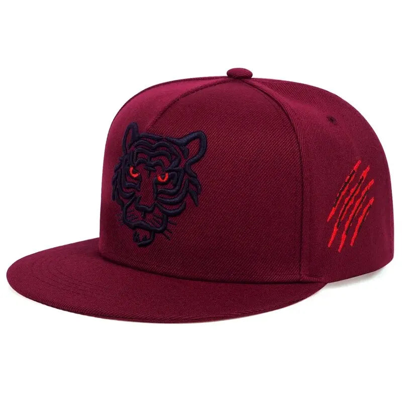 Unisex Tiger Embroidered Hip-hop Hats Outdoor Adjustable Casual Baseball Caps Sunscreen Hat