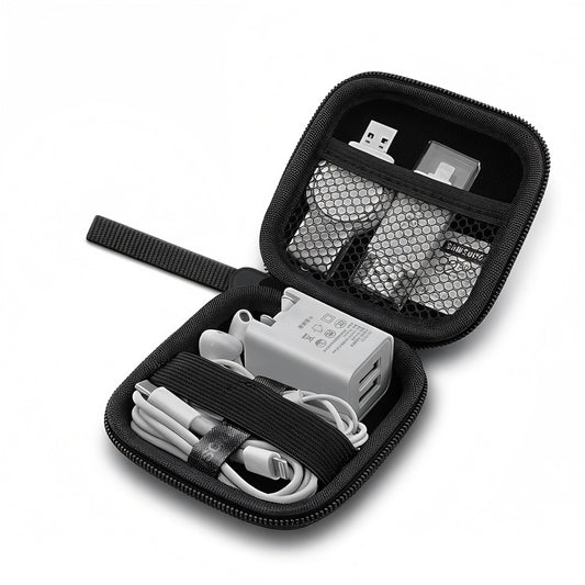 Mini Square EVA Earphone Protective Box Waterproof Digital Charger Headphone Storage Bag USB Data Cable Organizer Carrying Pouch