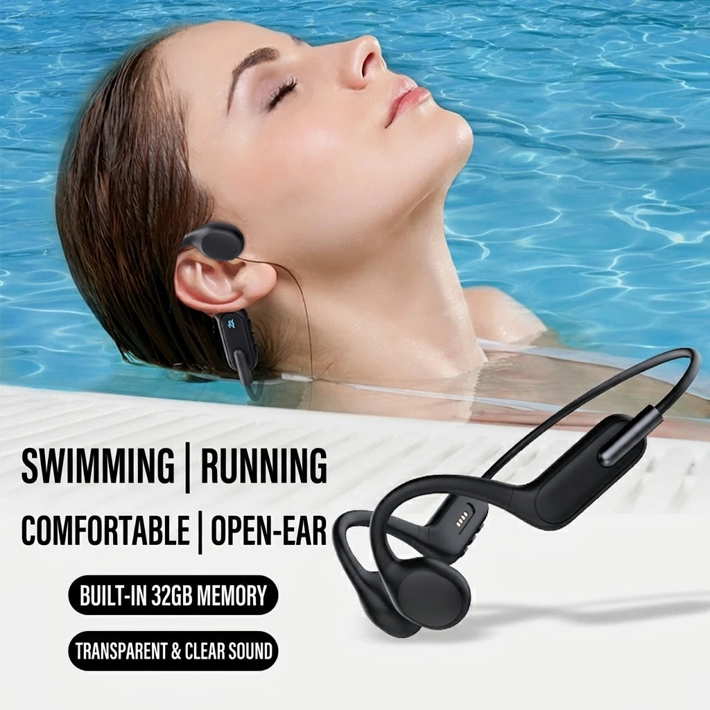 New Style Open Ear Neckband Bone Conduction Sports Headphones IPX8 Waterproof Swimming Earbuds Wireless Bluetooth Earphones