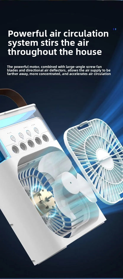 Five Hole Smart Spray Fan Humidifier Water Cooled Fan Desk Office Student Use Silent Hydrating Humidification Cooling Air Fan