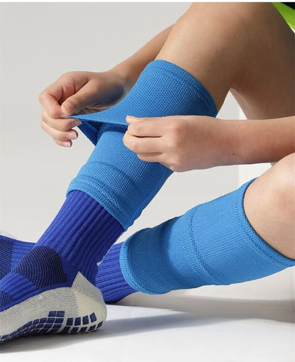 A Set Soccer Shin Guard Adults Kids Socks With Pocket Professional Shields Legging Shinguards Cover Sleeves Protective Gear