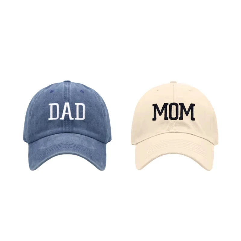 DAD MOM Embroidered Baseball Hat Retro Sports Casual Duck Tongue Hat Sun Hat