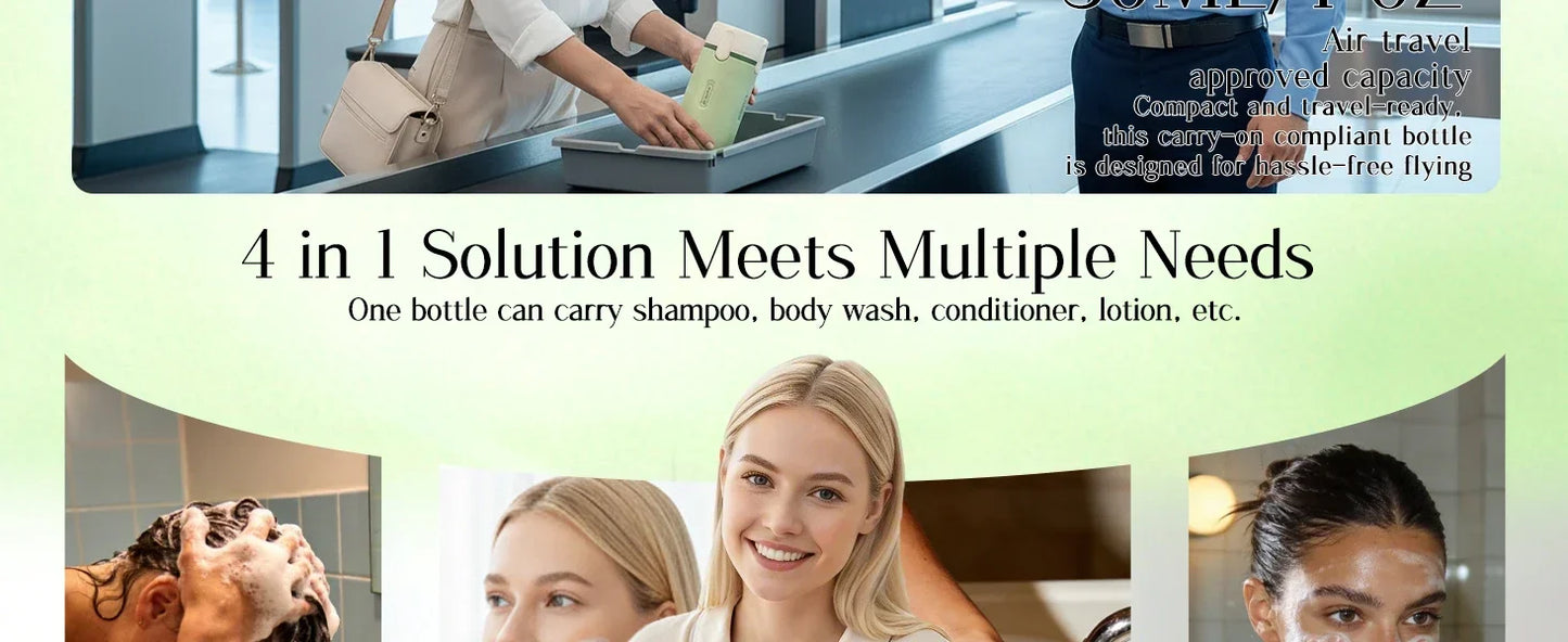 4-in-1 Emulsion Dispenser Bottle Travel Bottle Minimalist with Labels Travel Dispenser Bottle Toiletry Container Travel Bottles