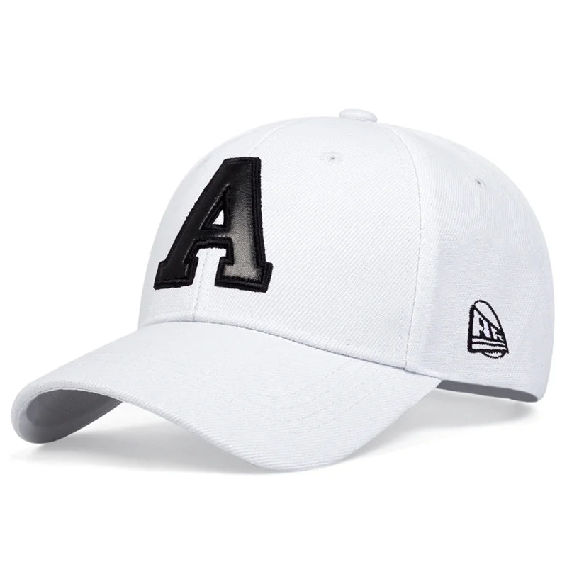 Unisex A Letter Leather Label Embroidery Snapback Baseball Caps Spring and Autumn Outdoor Adjustable Casual Hats Sunscreen Hat