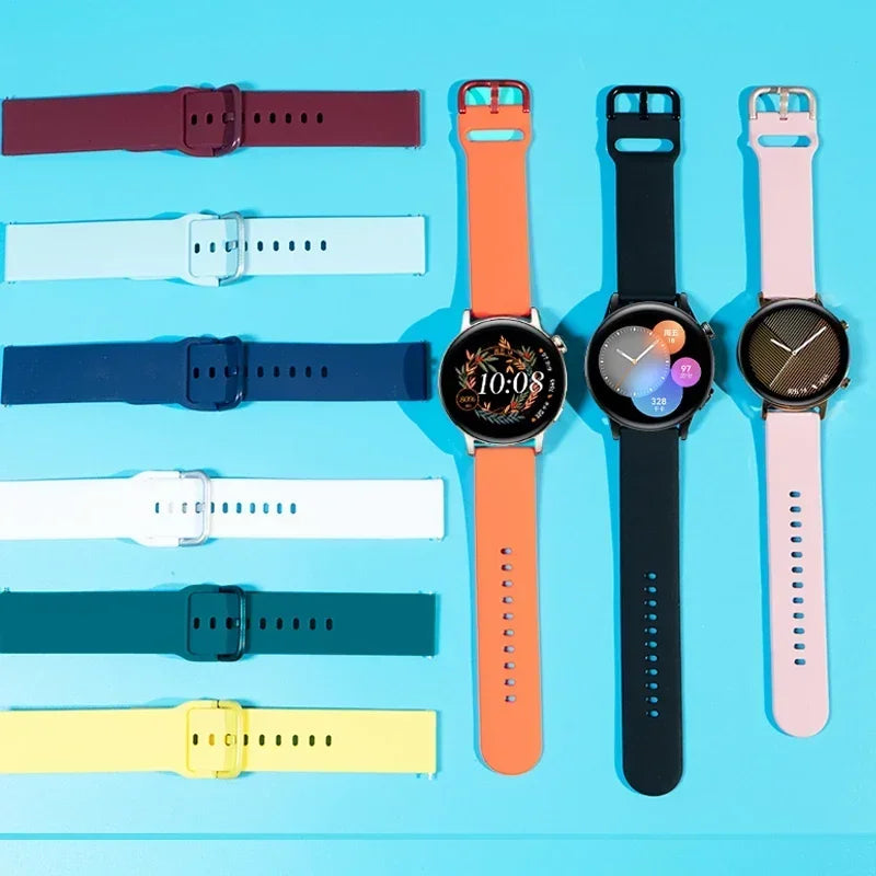 20mm 22mm Strap For Samsung galaxy watch 6/5/pro/3/4/6 Classic 43mm 47mm/Active 2 Silicone Sport bracelet huawei Gt 3-2-2e Band