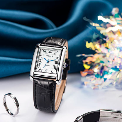 Retro-Style Simple Small Square Watch with Roman Numerals, Trendy and Artistic Quartz Movement Wristwatch