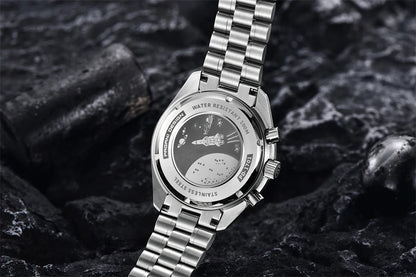 PAGANI DESIGN 2026 New Moon Men's Watches Luxury Quartz Watch For Men VK63 Chronograph AR Sapphire Mirror Ceramic Bezel Luminous