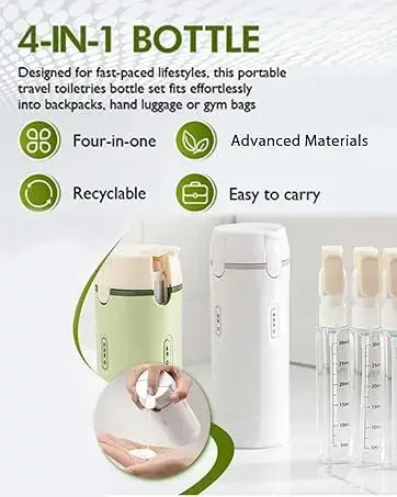 4-in-1 Emulsion Dispenser Bottle Travel Bottle Minimalist with Labels Travel Dispenser Bottle Toiletry Container Travel Bottles