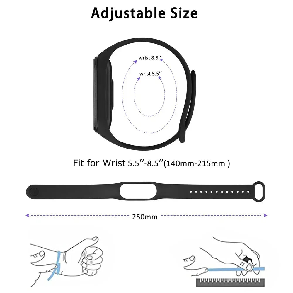 Watch Strap For Xiaomi Mi Band 7 6 5 4 3 Wristband Silicone Bracelet Wrist Straps MiBand 3/4 band5 band6 Smartwatch Accessories