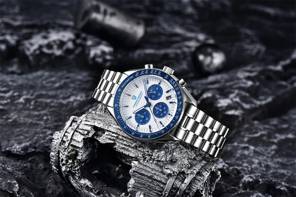 PAGANI DESIGN 2026 New Moon Men's Watches Luxury Quartz Watch For Men VK63 Chronograph AR Sapphire Mirror Ceramic Bezel Luminous
