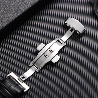 Butterfly Buckle Genuine Calfskin Leather Watch Starp Universal Replacment Watch Bands 12/13/14/15/16/17/18/19/20/21/22/23/24mm