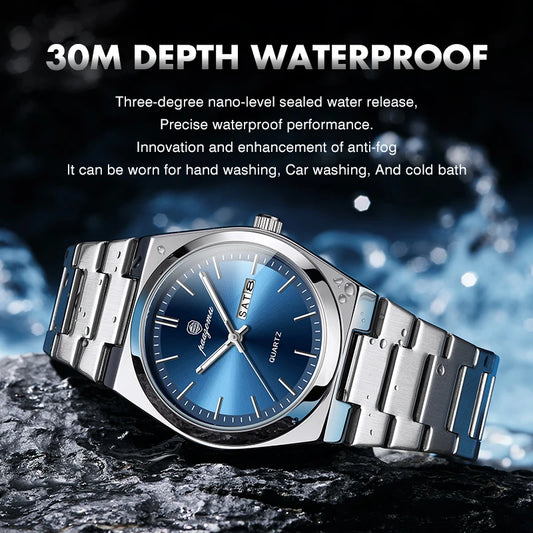 PAAZOMU Luxury Quartz Man Wristwatch Sport Men Watches Waterproof Luminous Date Week Stainless Steel Men's Watch Male Reloj+box