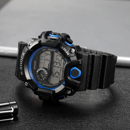 Men's Watch Fashion Sports Electronic Wristwatch Large Dial Multifunctional Waterproof Luminous Alarm Kids Male's Military Watch