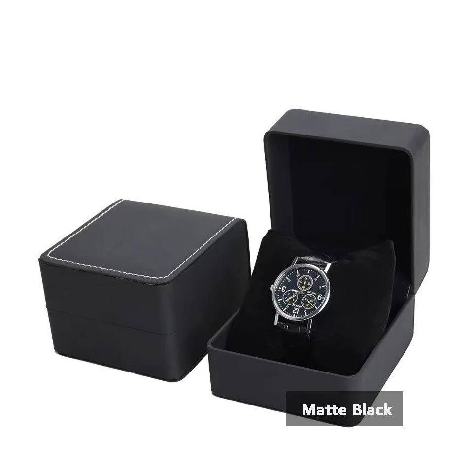 Single Watch Gift Box with Pillow PU Leather Wristwatch Display Case Organizer for Men