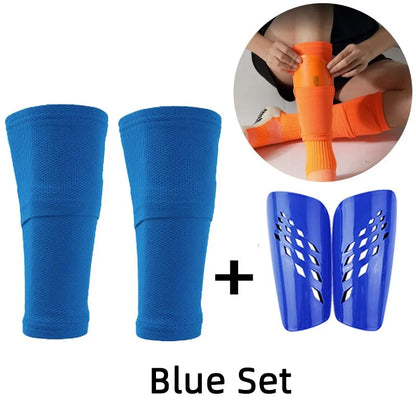 A Set Soccer Shin Guard Adults Kids Socks With Pocket Professional Shields Legging Shinguards Cover Sleeves Protective Gear