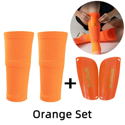 A Set Soccer Shin Guard Adults Kids Socks With Pocket Professional Shields Legging Shinguards Cover Sleeves Protective Gear