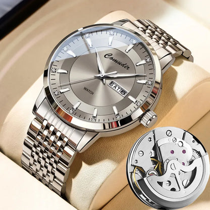 Fully Automatic Non Mechanical Men's Watch Men's Hollowed Out Waterproof Tide Glow in The Dark Dual Calendar