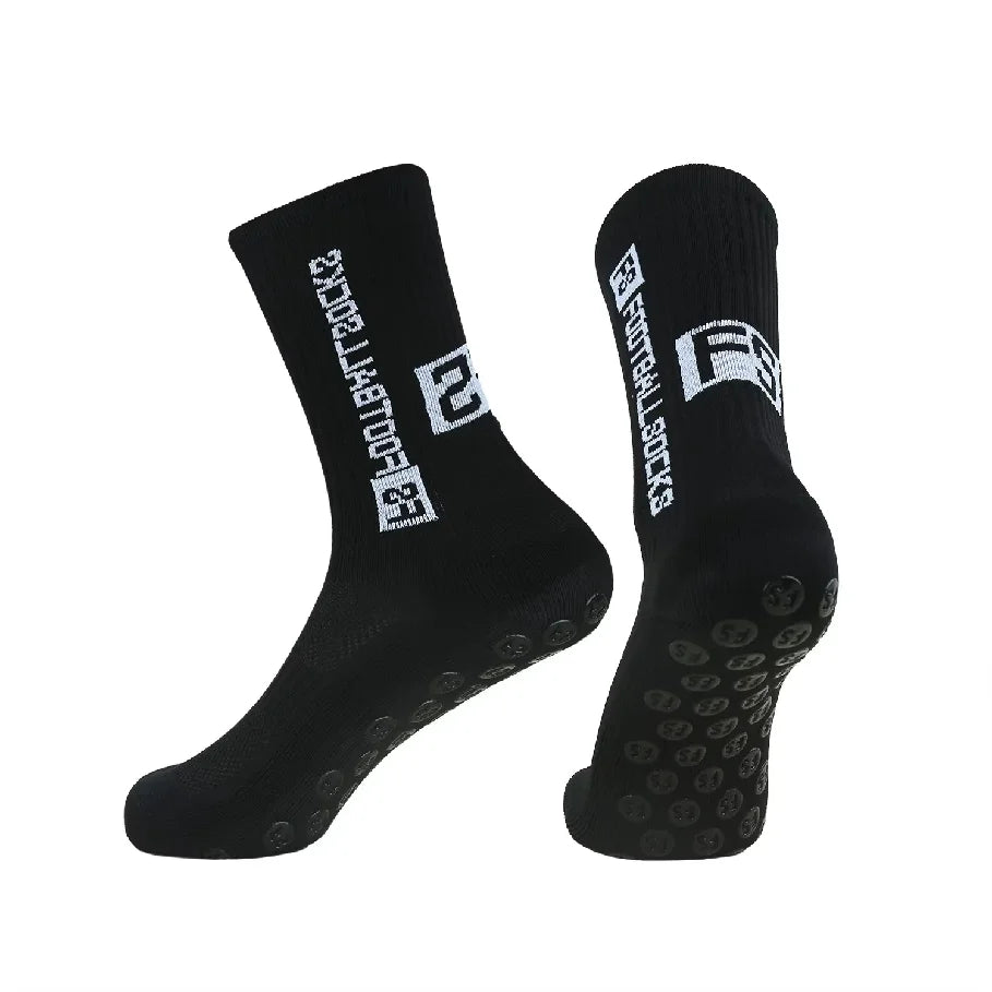4 Pairs Men's Soccer Socks with Grip, Non Slip Anti Slip Athletic Socks with Cushion Pads for Football/Basketball/Hockey