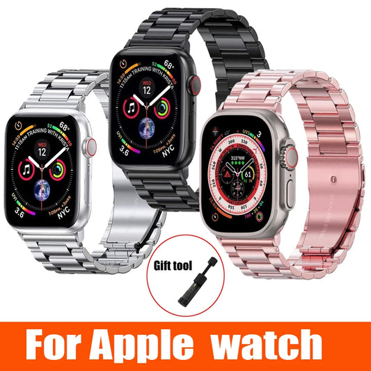 Metal Strap For Apple Watch Ultra 49mm 9 8 7 45mm 41mm Stainless Steel Bracelet For iWatch 6 5 SE 3 44mm 42mm 40mm 38mm S10 42mm