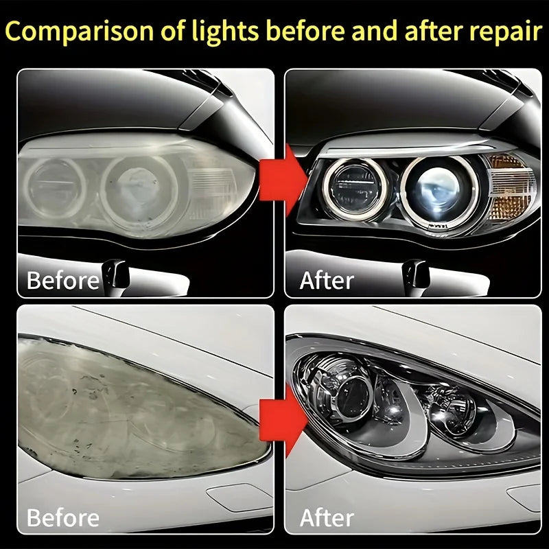 Car Headlight Restoration Polishing Kit - Scratch Remover & Oxidation Cleaner Repair Paste for Headlamp Assembly