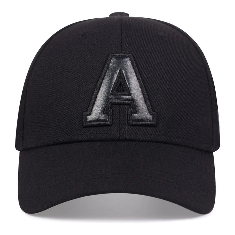 Unisex A Letter Leather Label Embroidery Snapback Baseball Caps Spring and Autumn Outdoor Adjustable Casual Hats Sunscreen Hat