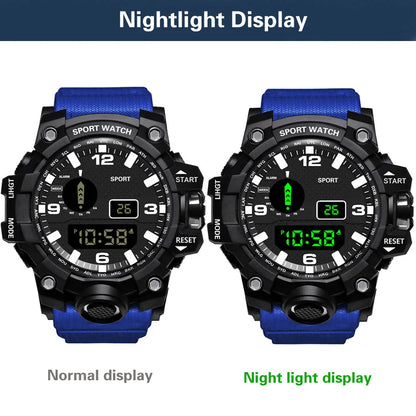 Men's Watch Fashion Sports Electronic Wristwatch Large Dial Multifunctional Waterproof Luminous Alarm Kids Male's Military Watch