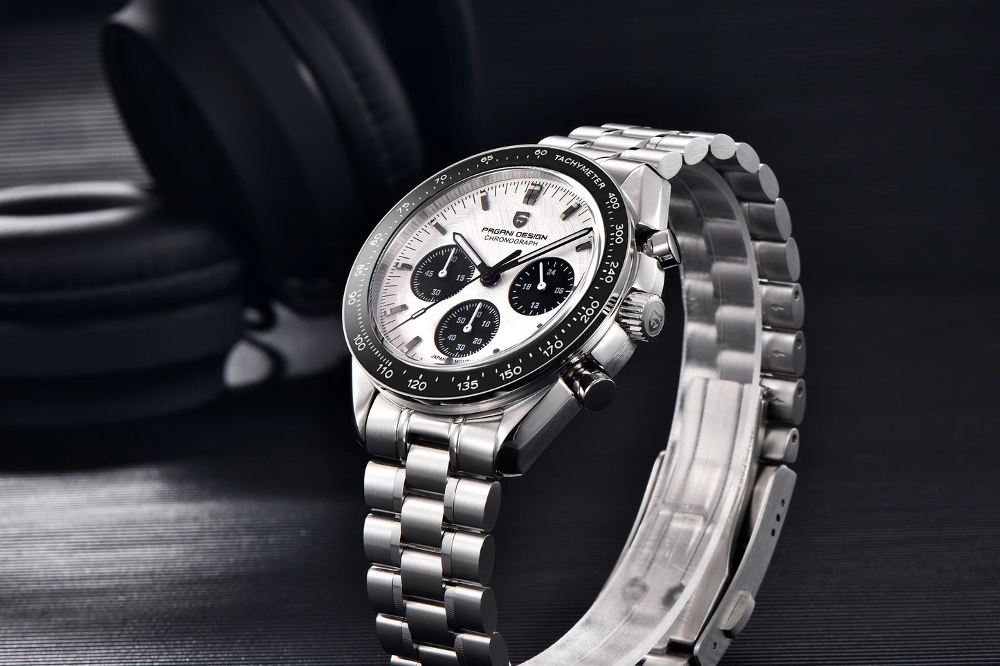 PAGANI DESIGN 2026 New Moon Men's Watches Luxury Quartz Watch For Men VK63 Chronograph AR Sapphire Mirror Ceramic Bezel Luminous