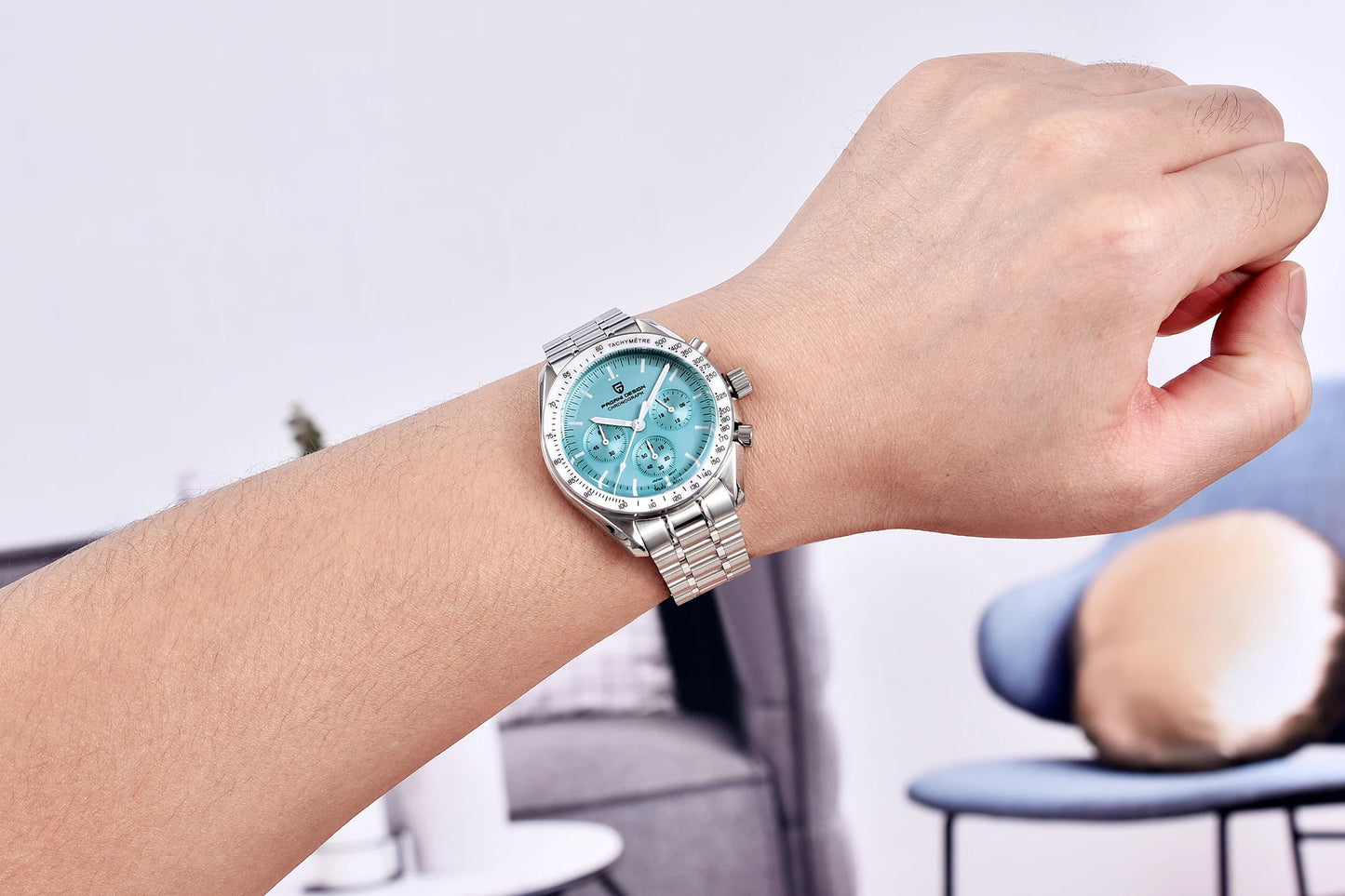 PAGANI DESIGN 2026 New Moon Men's Watches Luxury Quartz Watch For Men VK63 Chronograph AR Sapphire Mirror Ceramic Bezel Luminous
