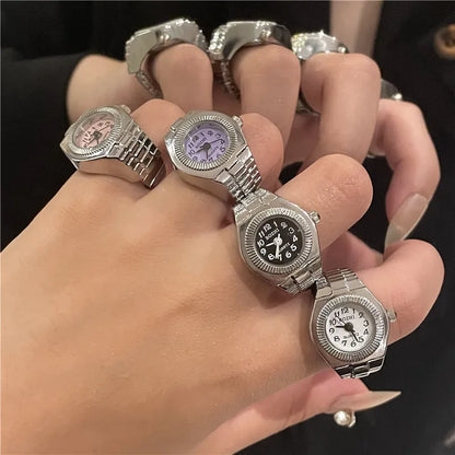 Ring Watch New Hot Selling Creative Alloy Shell Finger Circular Dial Couple Men And Women
