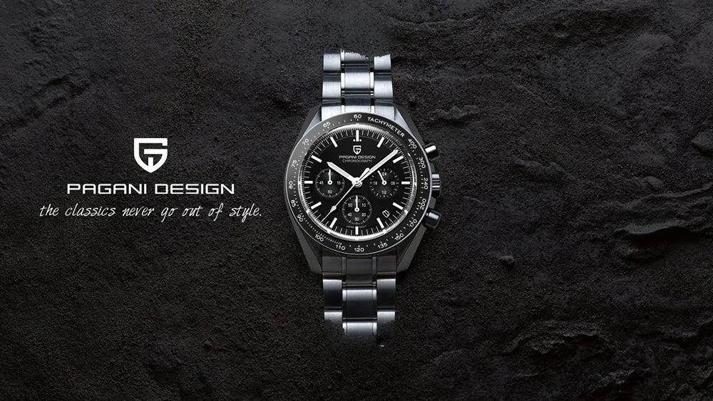 PAGANI DESIGN 2026 New Moon Men's Watches Luxury Quartz Watch For Men VK63 Chronograph AR Sapphire Mirror Ceramic Bezel Luminous