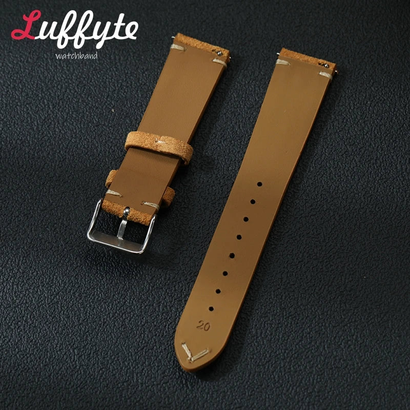 Vintage Suede Leather Watch Band 18mm 20mm 22mm Handmade Men Women Wristwatch Strap Quick Release Smartwatch Watchband