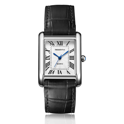 Retro-Style Simple Small Square Watch with Roman Numerals, Trendy and Artistic Quartz Movement Wristwatch