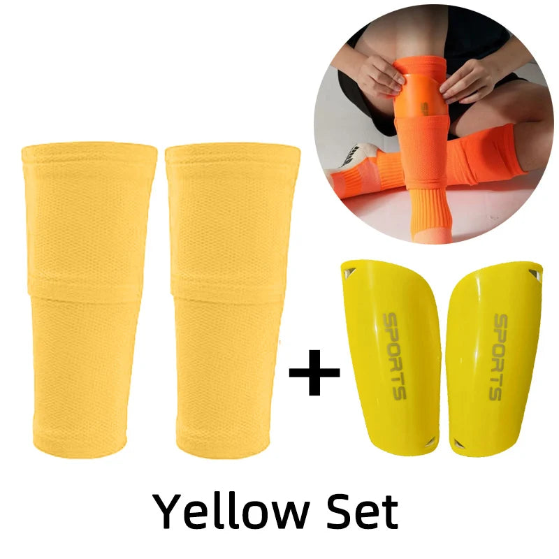 A Set Soccer Shin Guard Adults Kids Socks With Pocket Professional Shields Legging Shinguards Cover Sleeves Protective Gear