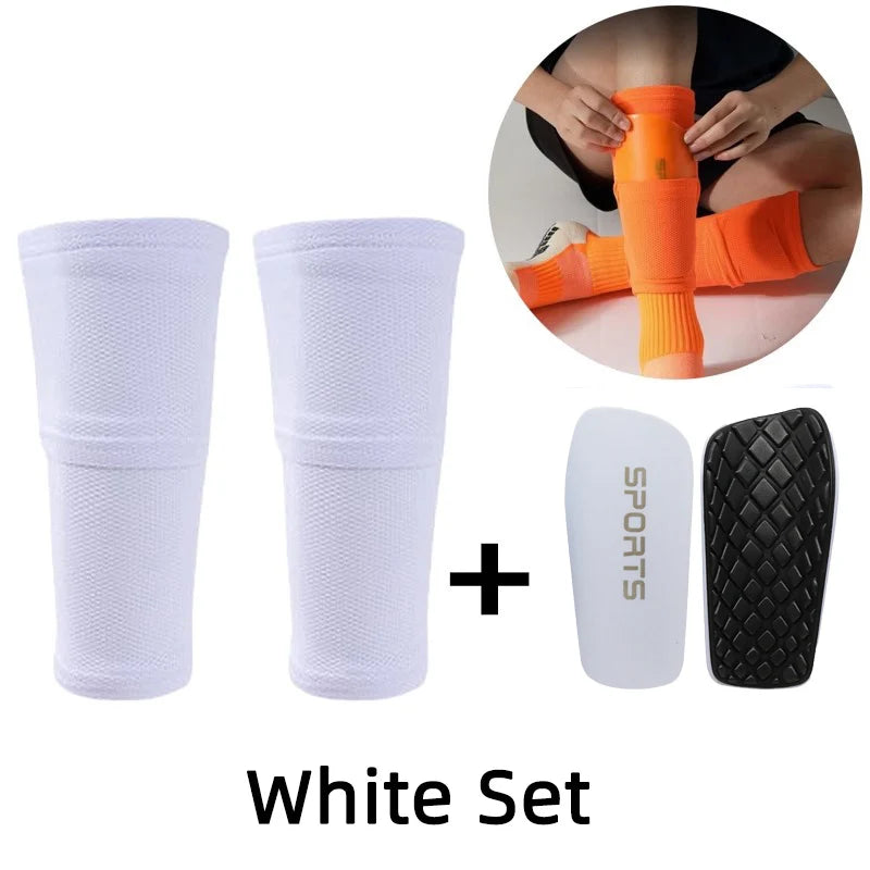 A Set Soccer Shin Guard Adults Kids Socks With Pocket Professional Shields Legging Shinguards Cover Sleeves Protective Gear