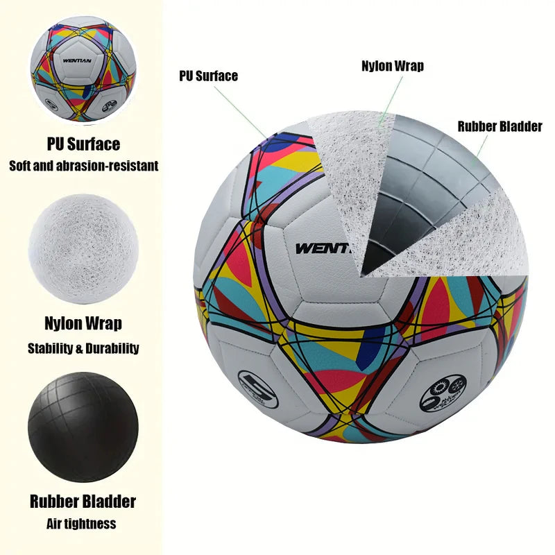 Soccer Ball - Size 5 - PU Leather - Kids And Adults - Home Garden Outdoor - Team Sports - Soccer Balls