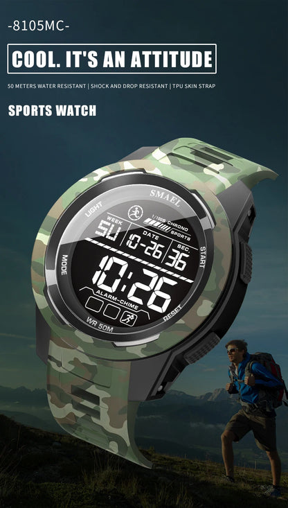 New SMAEL 8105 Watches Camo Strap Military Sport Watch for Men Clock Fashion Digital Wristwatch Waterproof Shockproof Watches