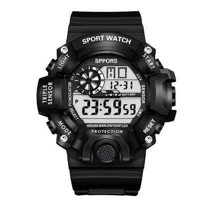 Men's Watch Fashion Sports Electronic Wristwatch Large Dial Multifunctional Waterproof Luminous Alarm Kids Male's Military Watch