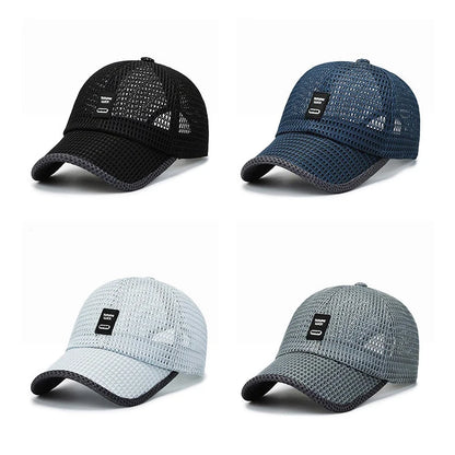 Summer Men'S Hats Summer Hat Men'S Sun Hat Outdoor Quick-Drying Mesh Cap Breathable Duck Tongue Cap Large Brim Baseball Cap