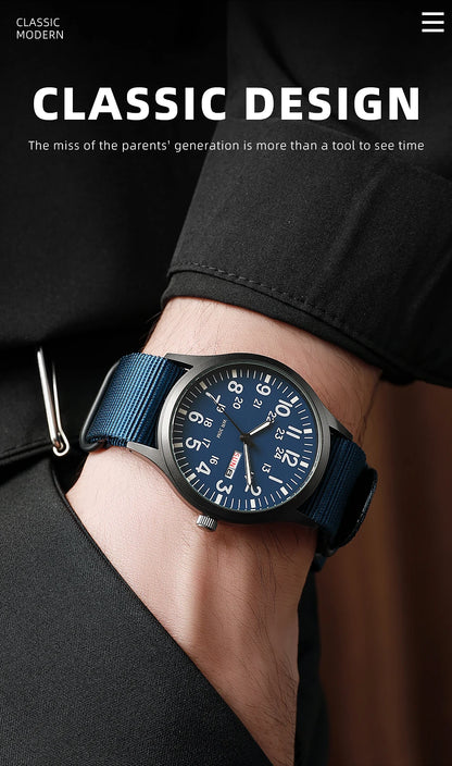 2024 TPW Field Watch Easy Reading Fabric Strap 24 Hours Display Quartz Movement