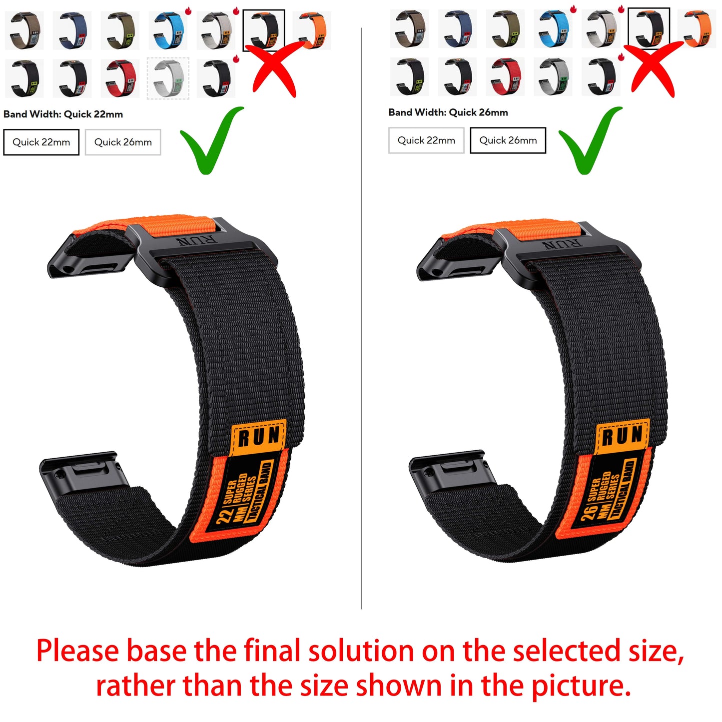 QuickFit 22mm 26mm wide Garmin Fenix 7 7X Pro 6 6X 5 5X Plus QuickFit strap instinctive 2 replacement bracelet
