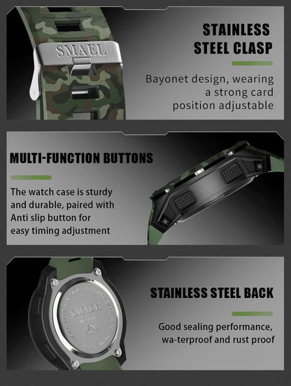 New SMAEL 8105 Watches Camo Strap Military Sport Watch for Men Clock Fashion Digital Wristwatch Waterproof Shockproof Watches
