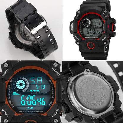 Men's Watch Fashion Sports Electronic Wristwatch Large Dial Multifunctional Waterproof Luminous Alarm Kids Male's Military Watch