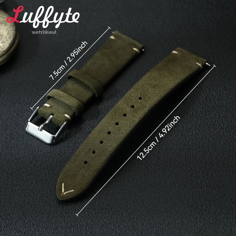 Vintage Suede Leather Watch Band 18mm 20mm 22mm Handmade Men Women Wristwatch Strap Quick Release Smartwatch Watchband