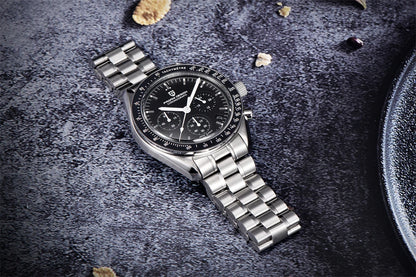 PAGANI DESIGN 2026 New Moon Men's Watches Luxury Quartz Watch For Men VK63 Chronograph AR Sapphire Mirror Ceramic Bezel Luminous