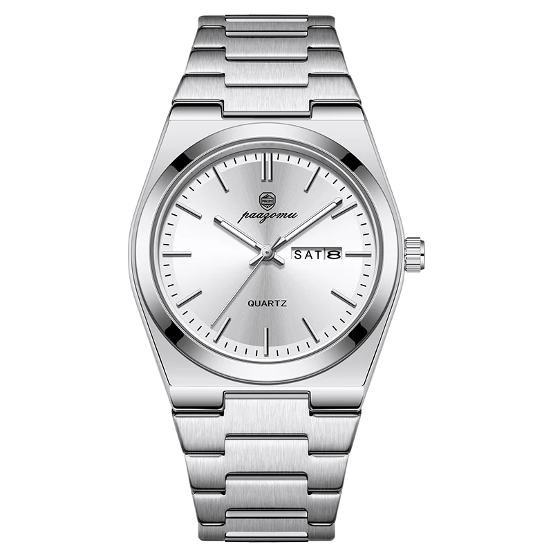 PAAZOMU Fashion Men's Quartz Watch Stainless Steel Waterproof Luminous Man Watch Chronograph Date Multifunction Watches For Men
