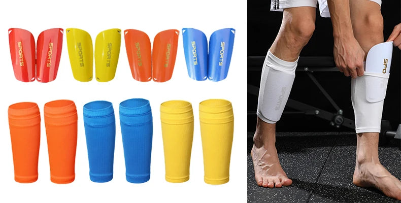 A Set Soccer Shin Guard Adults Kids Socks With Pocket Professional Shields Legging Shinguards Cover Sleeves Protective Gear