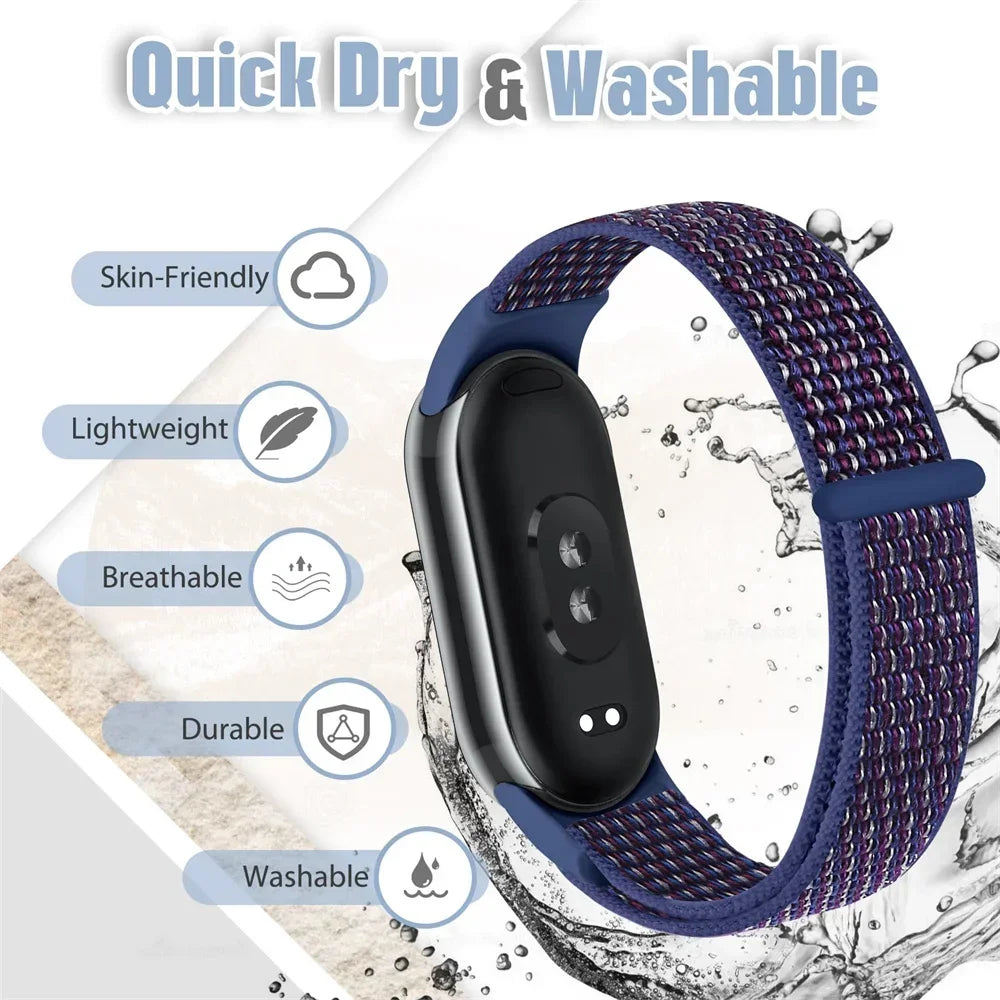 Nylon Loop Sports Strap for Xiaomi Mi Band 9 NFC SmartWatch Wristband Replacement Correa Mi band 9-8 Bracelet Belt Accessories