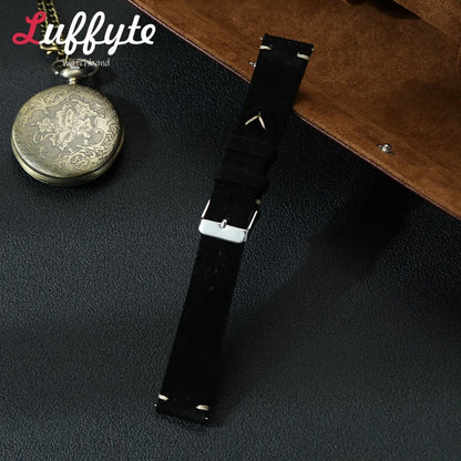 Vintage Suede Leather Watch Band 18mm 20mm 22mm Handmade Men Women Wristwatch Strap Quick Release Smartwatch Watchband