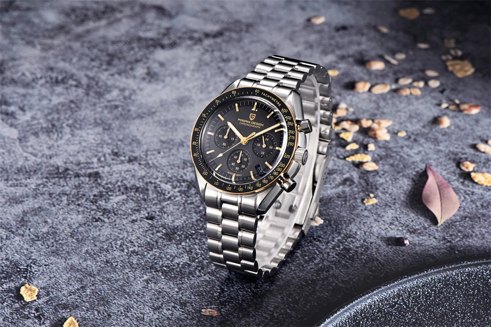 PAGANI DESIGN 2026 New Moon Men's Watches Luxury Quartz Watch For Men VK63 Chronograph AR Sapphire Mirror Ceramic Bezel Luminous